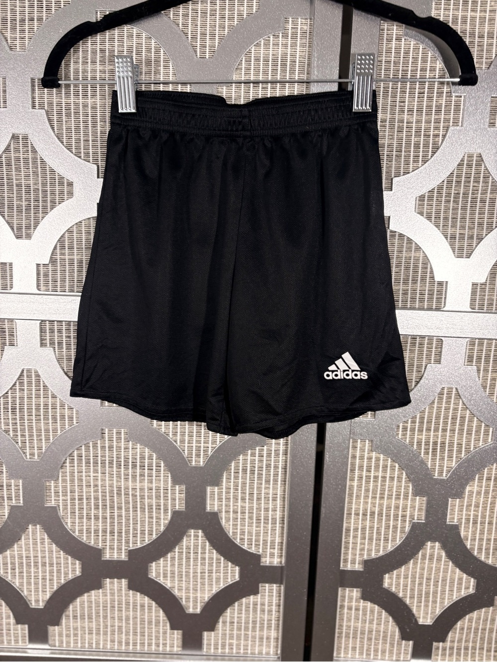 adidas Black Athletic Kids Shorts with White Logo